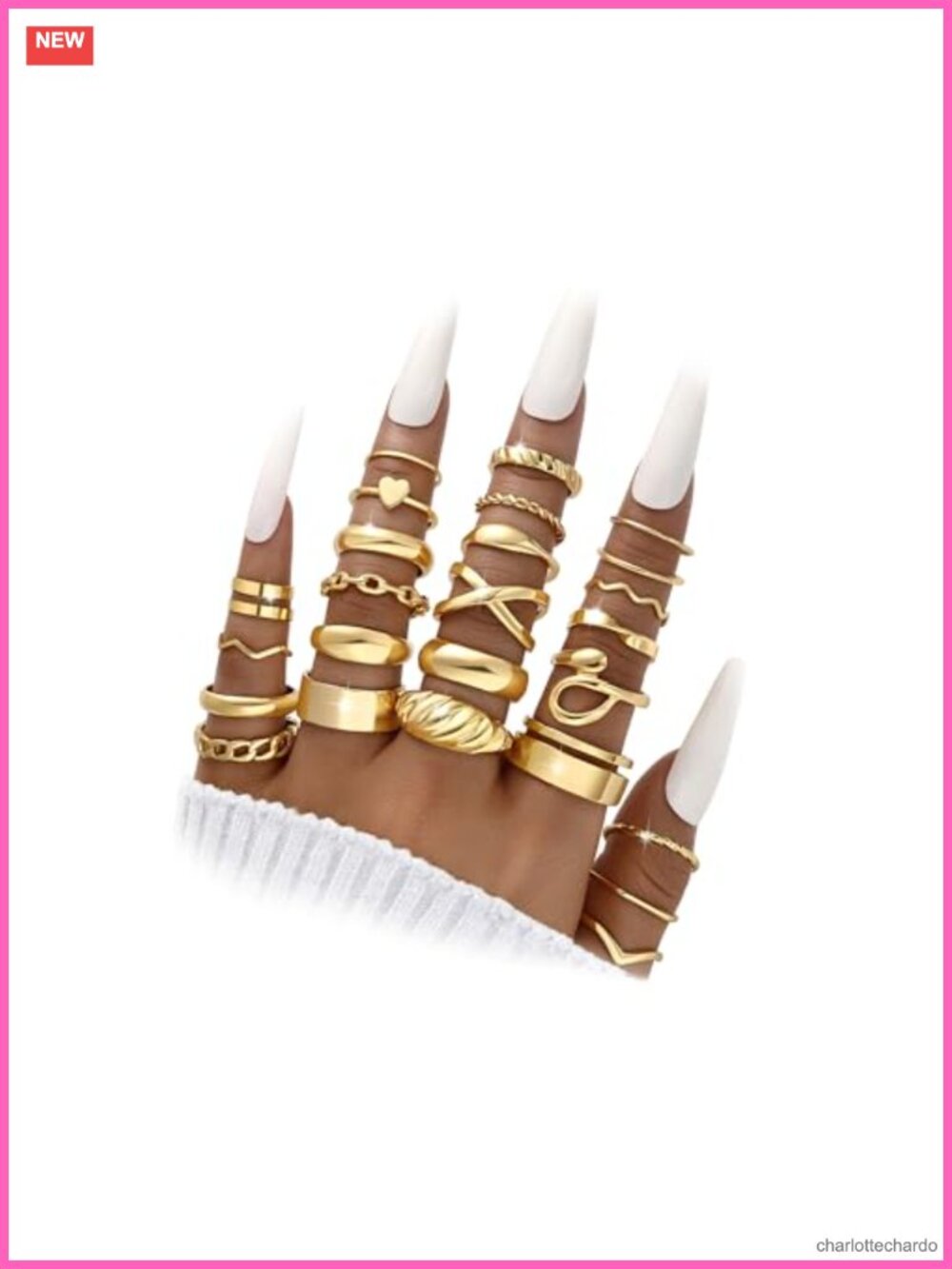 25 Piece Gold Knuckle Rings Set Stackable Chunky Midi Ring Pack